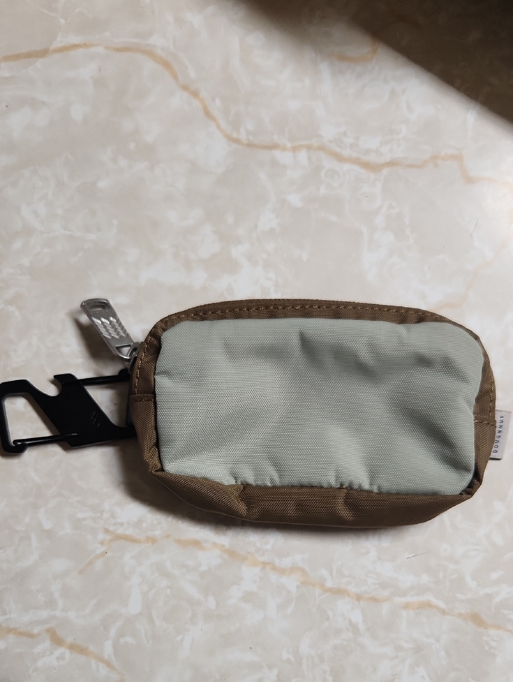 Doughnut Tan Brown Green Clip Bag Pouch Keychain ID Holder Small